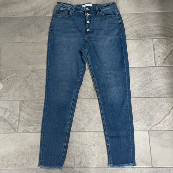 KanCan High Rise Ankle Skinny Button-Fly Raw Edge Hem Jeans, Sz13/30 - Picture 2 of 6